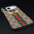 Gucci Ophidia iPhone 17 Pro Max Case with Web Stripe & Bee – Luxury GG Supreme Phone Case