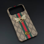 Gucci Ophidia iPhone 17 Pro Max Case with Web Stripe & Bee – Luxury GG Supreme Phone Case