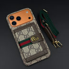 GG Monogram Gucci iPhone 17 Pro Max Case with Card Holder & Detachable Strap – Luxury Gucci Phone Case