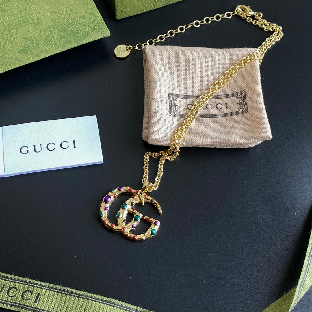 Gucci Irregular Colored Letter Pendant Necklace – Luxury Designer Jewelry – product image 1