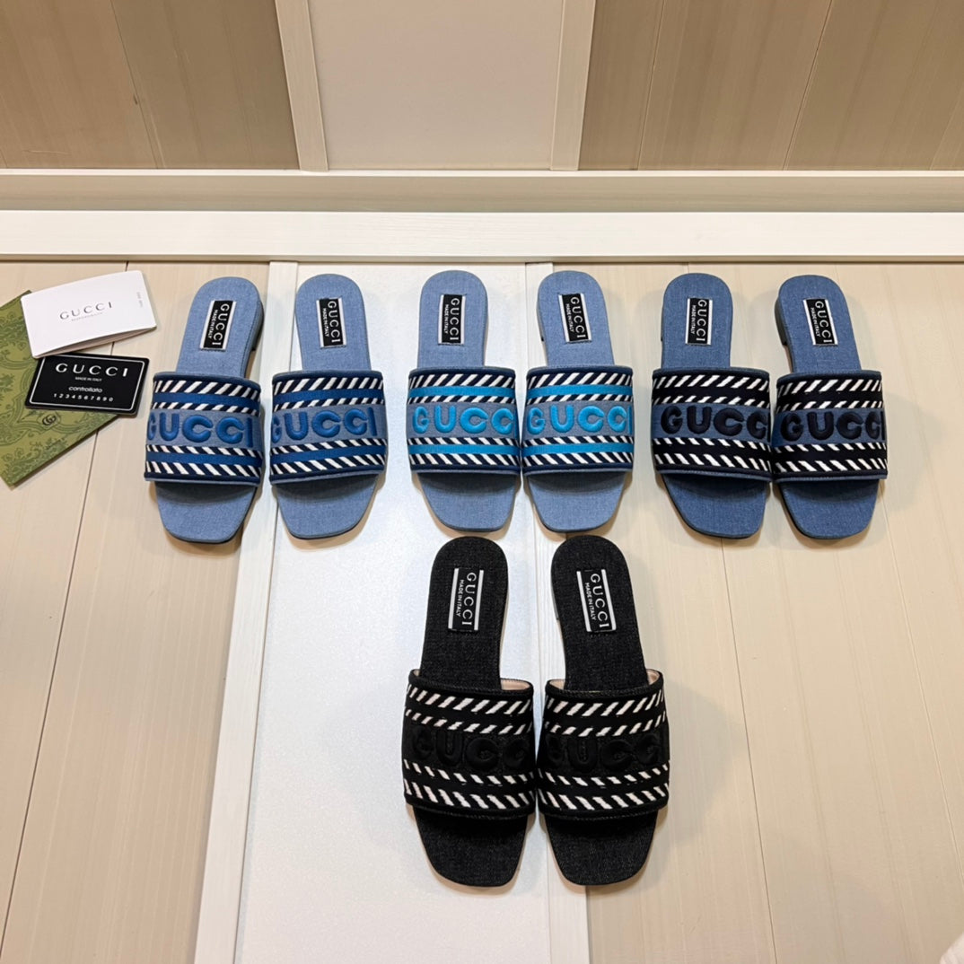 Gucci Letters Denim Flat Slippers – slippers product image 11