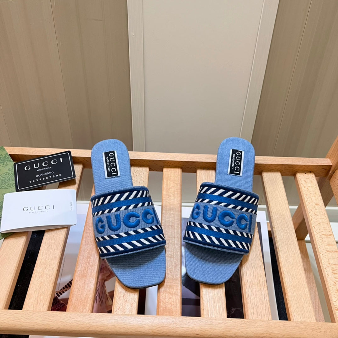 Gucci Letters Denim Flat Slippers – slippers product image 12
