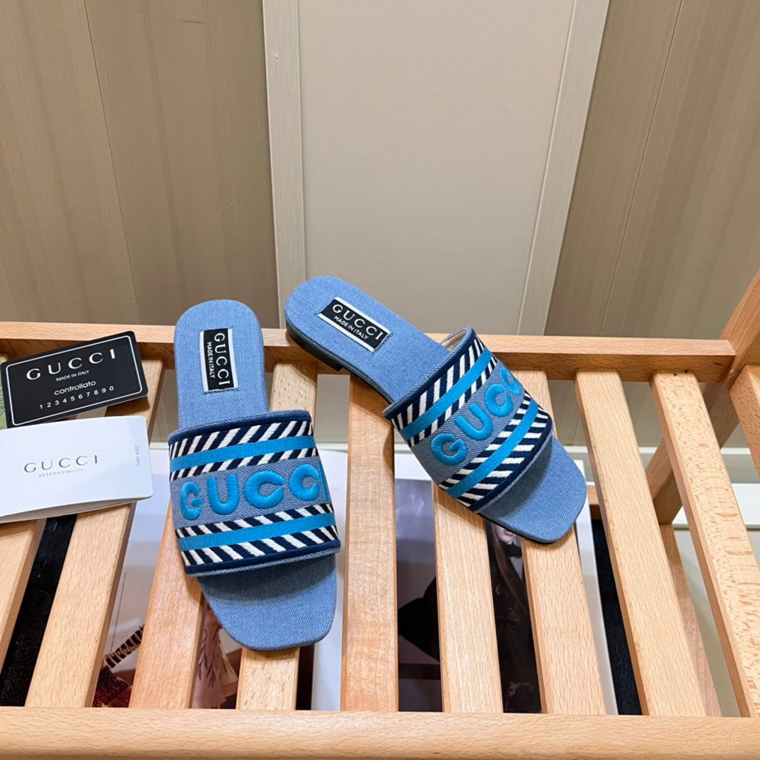 Gucci Letters Denim Flat Slippers – slippers product image 13