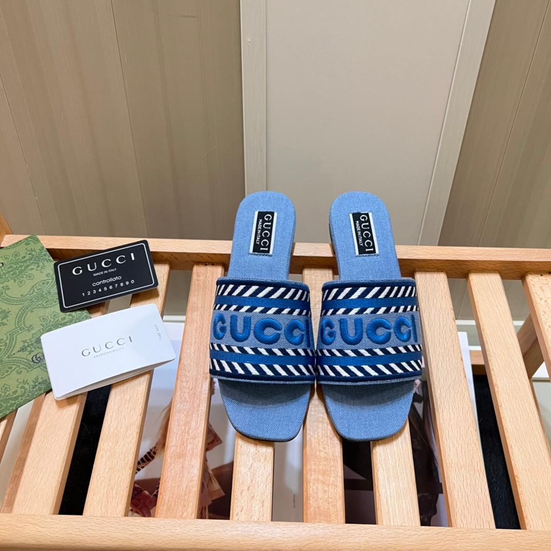 Gucci Letters Denim Flat Slippers – slippers product image 2