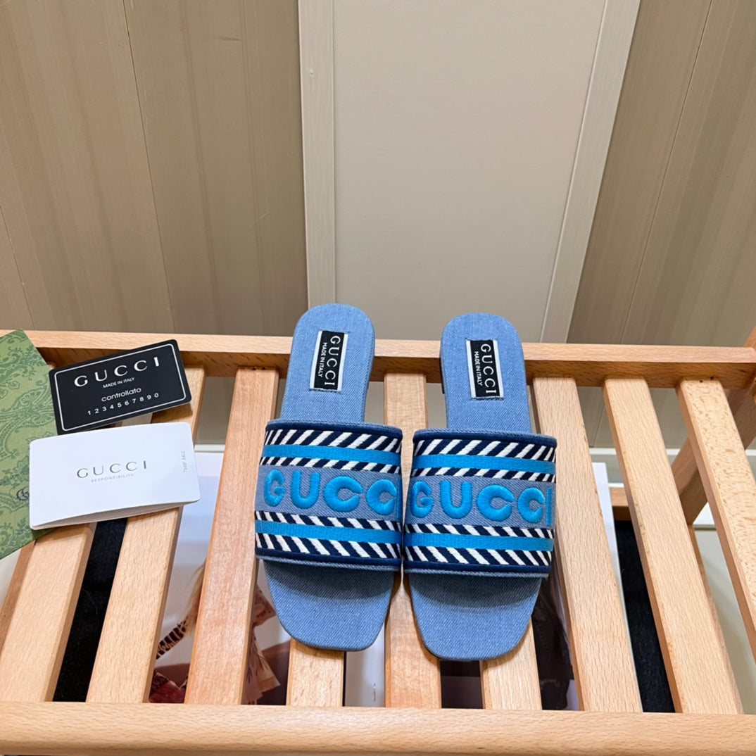 Gucci Letters Denim Flat Slippers – slippers product image 3