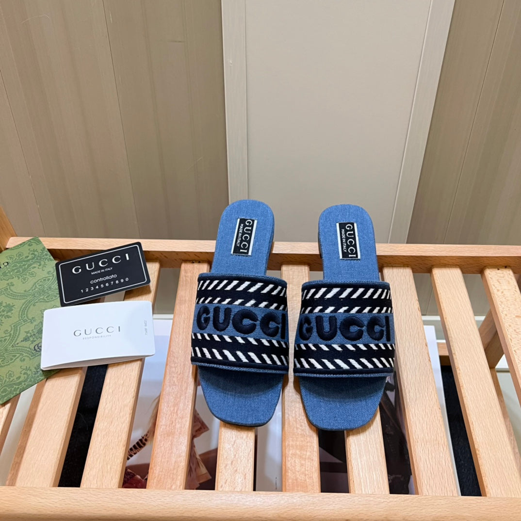 Gucci Letters Denim Flat Slippers – slippers product image 4