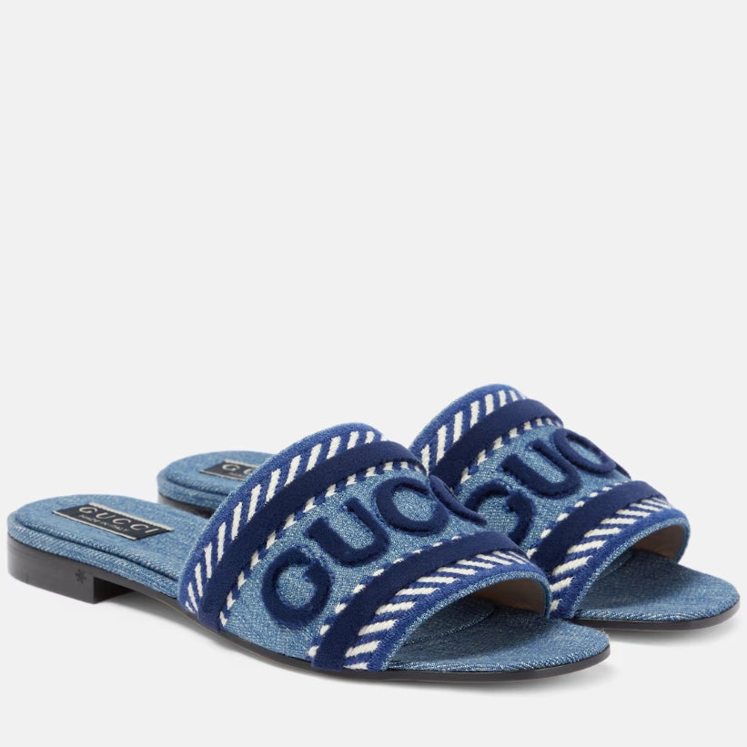 Gucci Letters Denim Flat Slippers – slippers product image 9