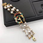 Gucci Lion Head 3 Layer Pearl Bracelet – Luxury Jewelry – product image 1