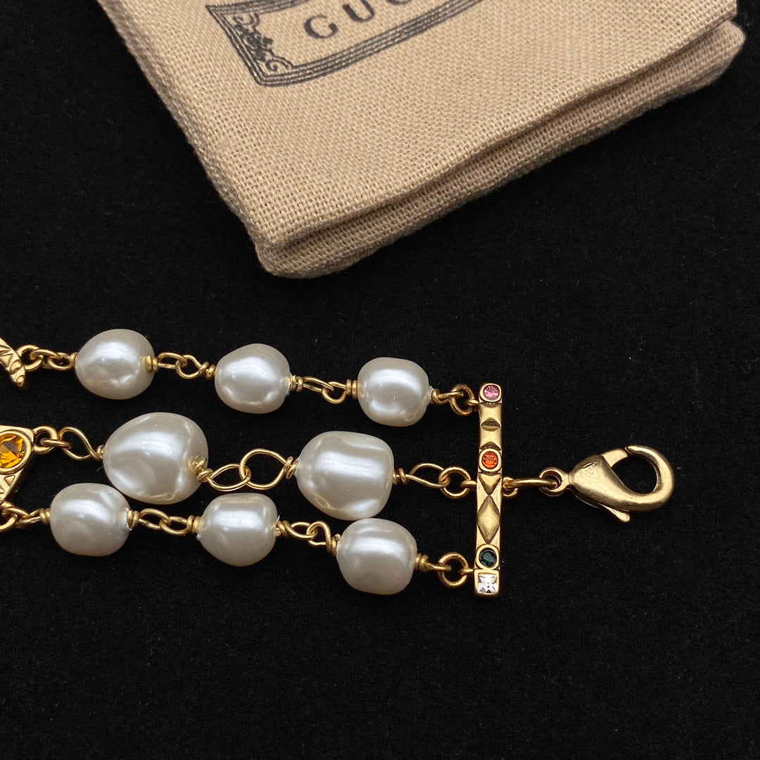 Gucci Lion Head 3 Layer Pearl Bracelet – Luxury Jewelry – product image 7