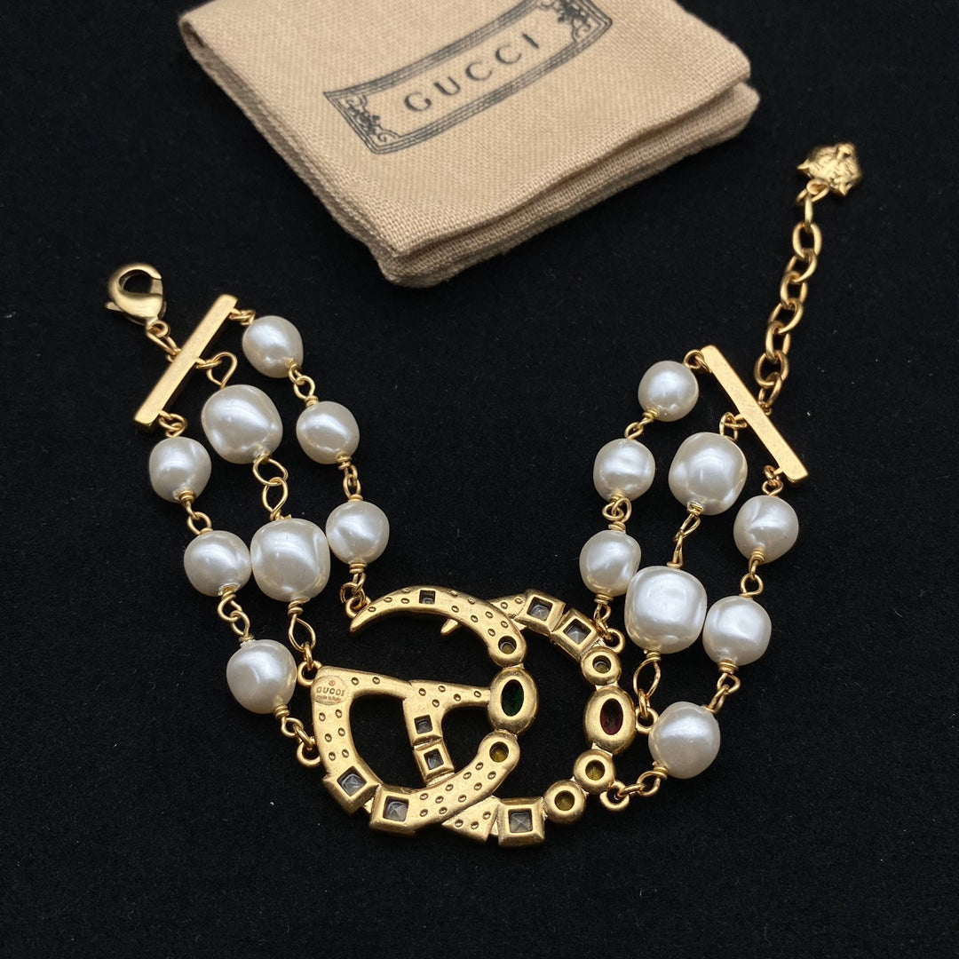 Gucci Lion Head 3 Layer Pearl Bracelet – Luxury Jewelry – product image 8