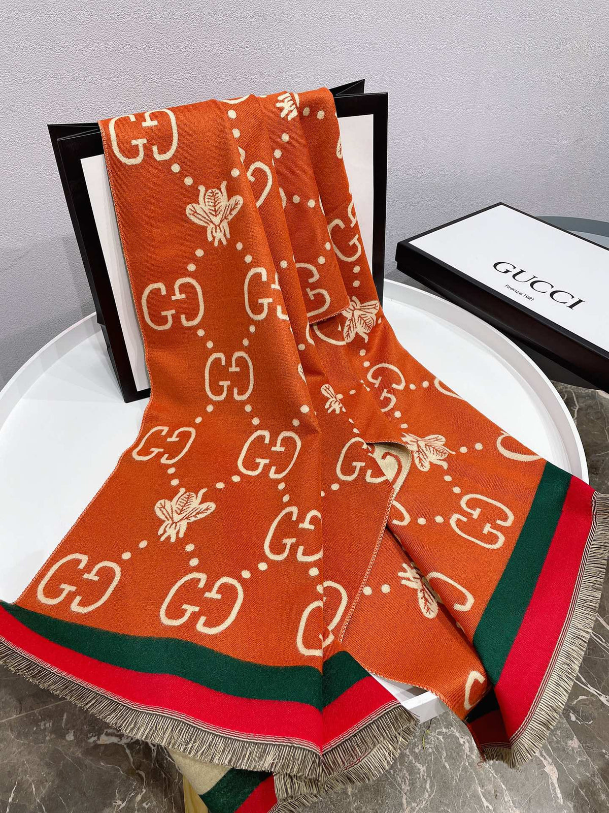 Gucci Little Bee Element Thick Cashmere Scarf for Women – product image 20