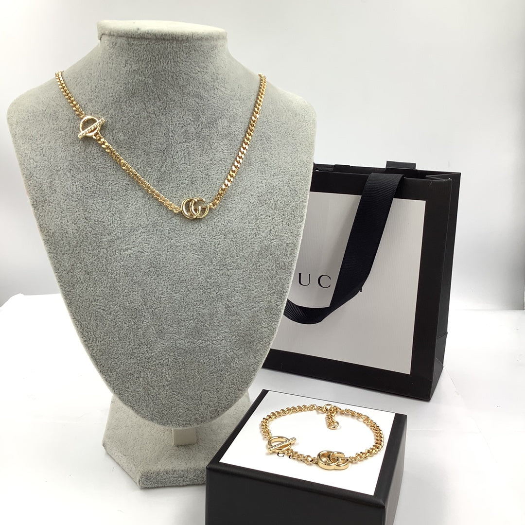 Gucci Logo Letter Chain Bracelet Necklace Set – Luxury Jewelry – product image 10