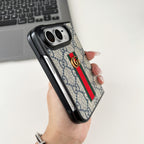 Gucci iPhone Duo Case GG Monogram Web Stripe Beige