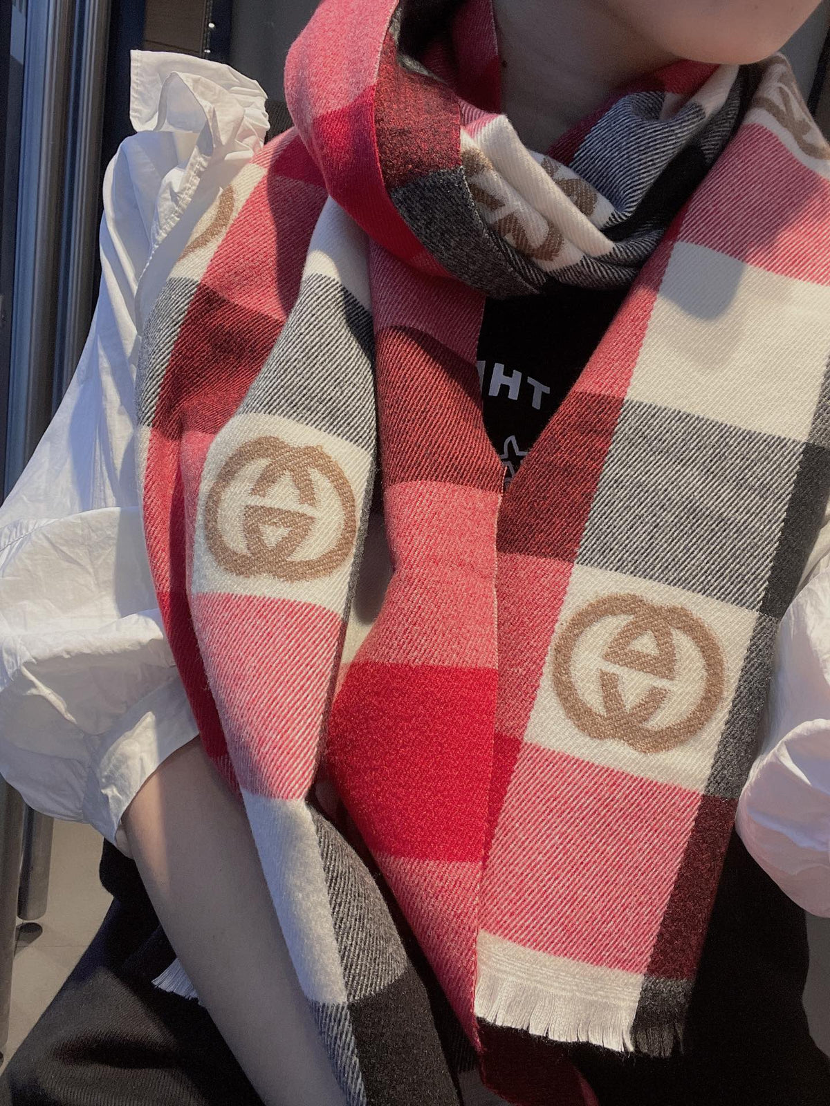 Gucci Monogram Check Cashmere Scarf for Women – product image 11