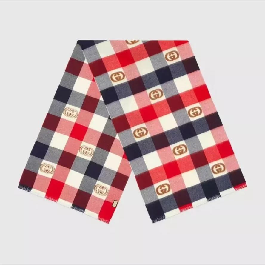 Gucci Monogram Check Cashmere Scarf for Women – product image 4