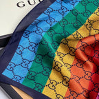 Gucci Mulberry Silk Multicolor Monogram Letter Square Scarf for Women – product image 11
