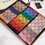 Gucci Mulberry Silk Multicolor Monogram Letter Square Scarf for Women – product image 14
