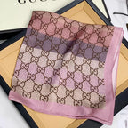 Gucci Mulberry Silk Multicolor Monogram Letter Square Scarf for Women – product image 15
