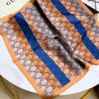 Gucci Mulberry Silk Multicolor Monogram Letter Square Scarf for Women – product image 3