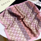 Gucci Mulberry Silk Multicolor Monogram Letter Square Scarf for Women – product image 5