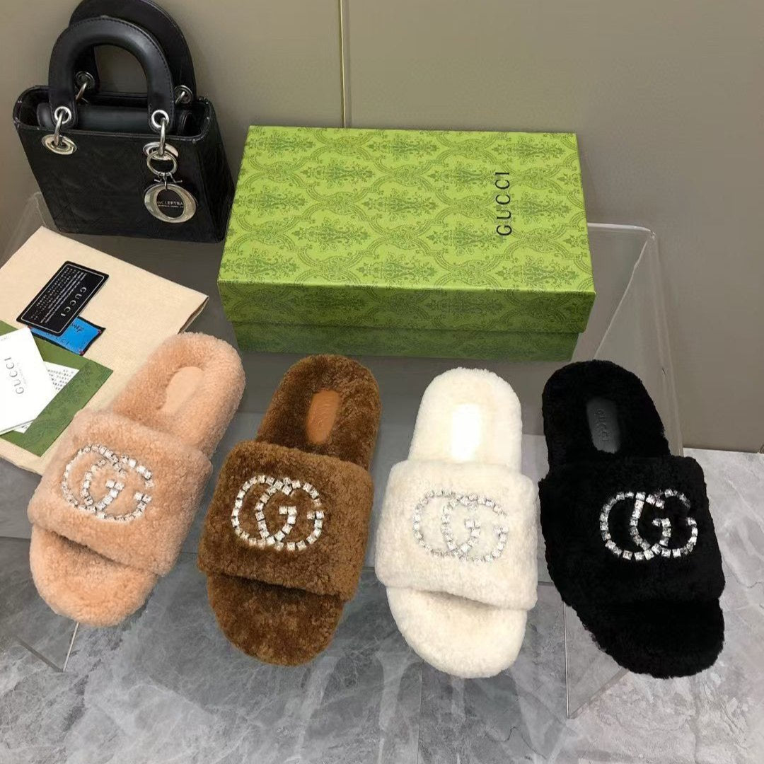 Gucci New Rhinestone Wool Slippers – slippers product image 10
