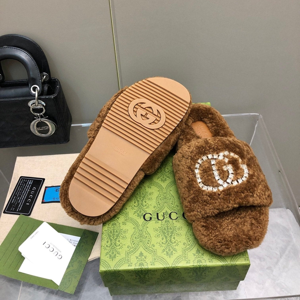 Gucci New Rhinestone Wool Slippers – slippers product image 15