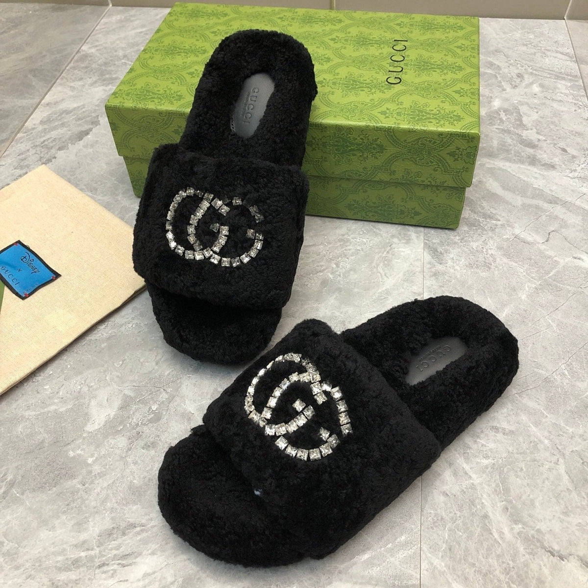 Gucci New Rhinestone Wool Slippers – slippers product image 16