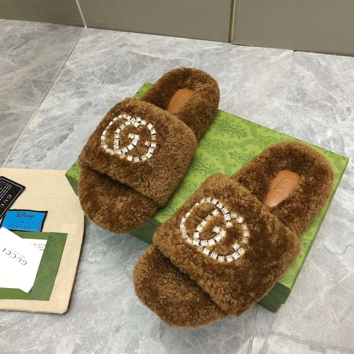 Gucci New Rhinestone Wool Slippers – slippers product image 6