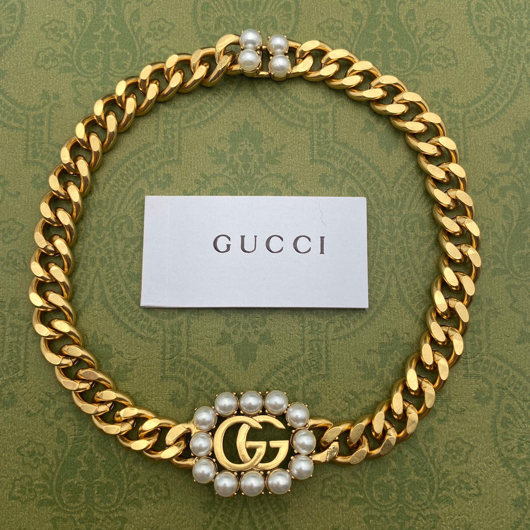 Gucci Pearl Letter Bracelet Necklace Set – Luxury Jewelry – product image 5