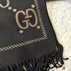 Gucci Premium Woven Classic Mink and Silver Fringe Scarf Shawl for Women – product image 10