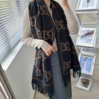Gucci Premium Woven Classic Mink and Silver Fringe Scarf Shawl for Women – product image 12