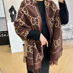 Gucci Premium Woven Classic Mink and Silver Fringe Scarf Shawl for Women – product image 17