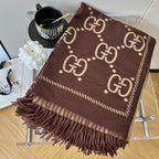 Gucci Premium Woven Classic Mink and Silver Fringe Scarf Shawl for Women – product image 4