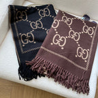 Gucci Premium Woven Classic Mink and Silver Fringe Scarf Shawl for Women – product image 7