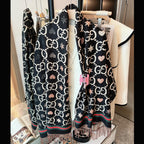 Gucci Reversible Cashmere Jacquard Fringe Scarf Shawl for Women – product image 1
