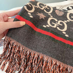 Gucci Reversible Cashmere Jacquard Fringe Scarf Shawl for Women – product image 20