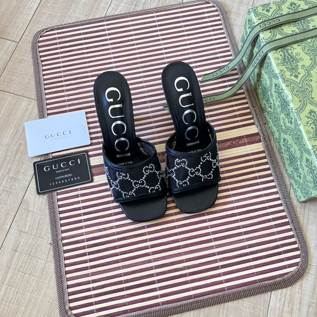 Gucci Rhinestone Mesh High-Heeled Sandals – sandals product image 11
