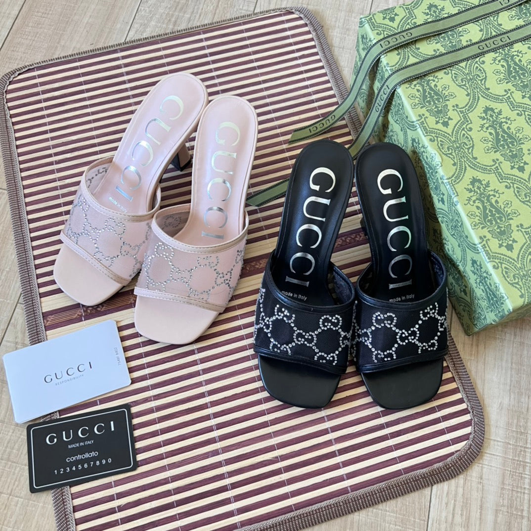 Gucci Rhinestone Mesh High-Heeled Sandals – sandals product image 5