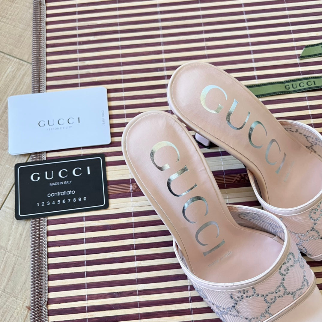 Gucci Rhinestone Mesh High-Heeled Sandals – sandals product image 8