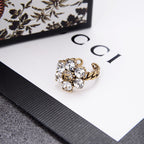 Gucci Vintage Crystal Flower Open Ring – Luxury Designer Jewelry – product image 2