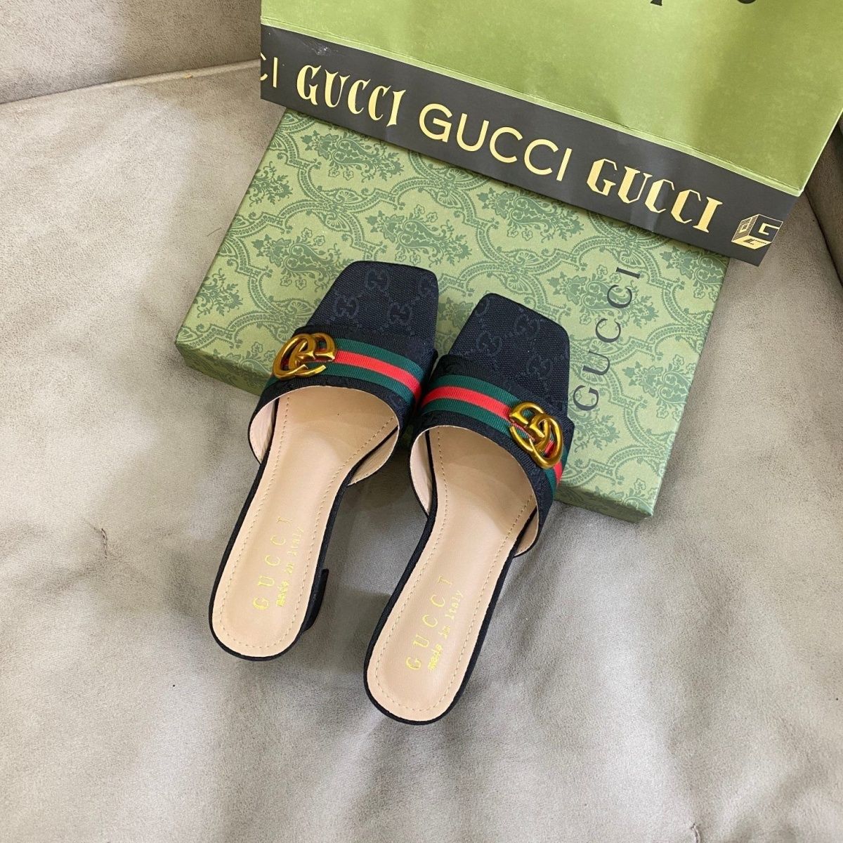 Gucci Vintage Embossed Block Heel Sandals – sandals product image 10