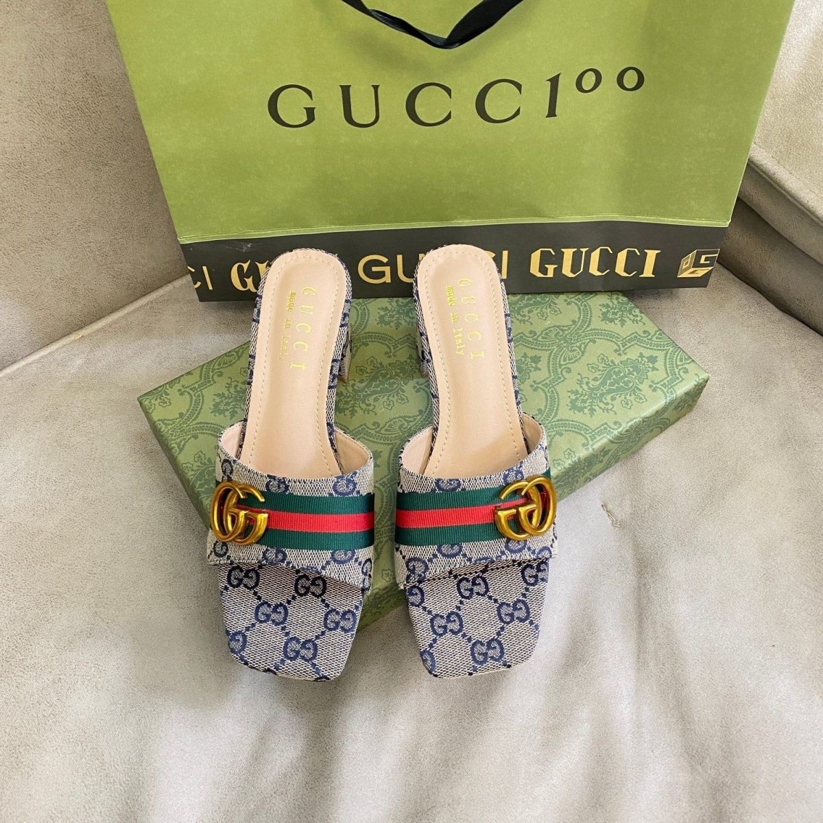 Gucci Vintage Embossed Block Heel Sandals – sandals product image 11