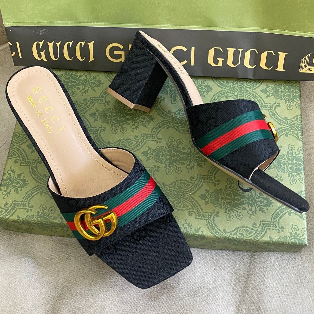 Gucci Vintage Embossed Block Heel Sandals – sandals product image 4