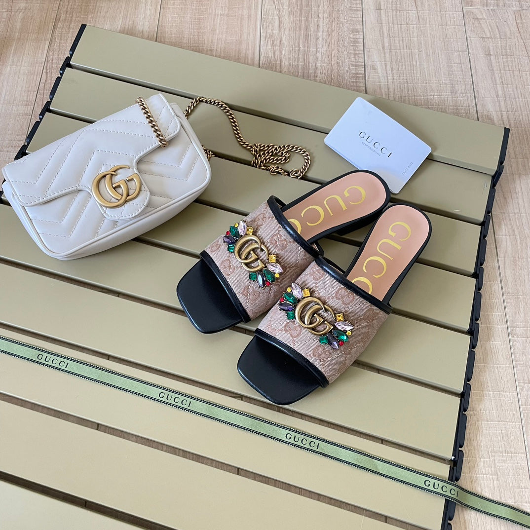 Gucci Vintage Embossed Canvas Slippers – slippers product image 3