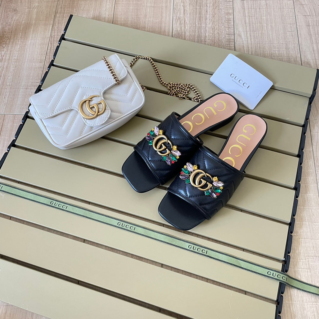 Gucci Vintage Embossed Canvas Slippers – slippers product image 4