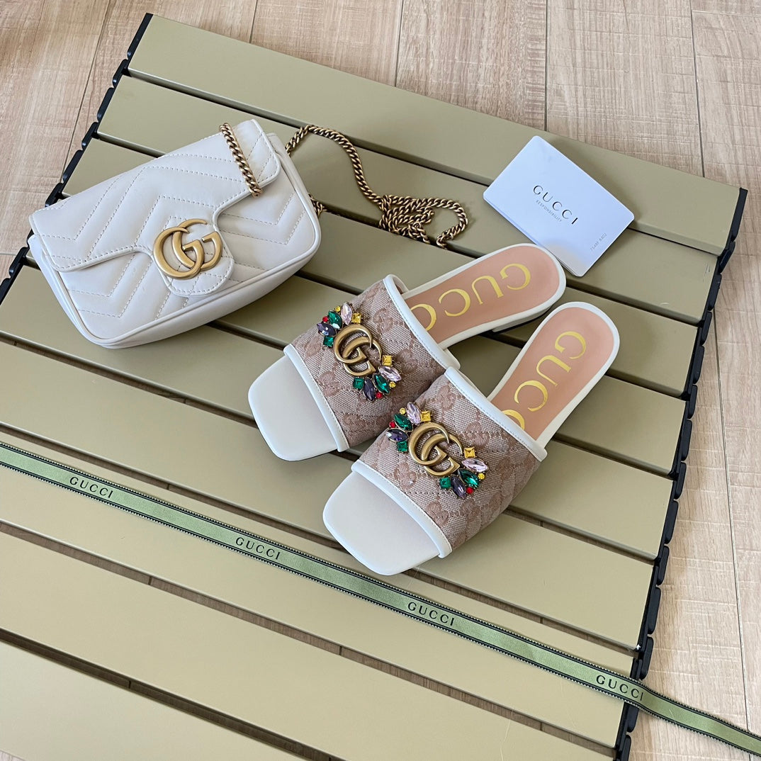 Gucci Vintage Embossed Canvas Slippers – slippers product image 7