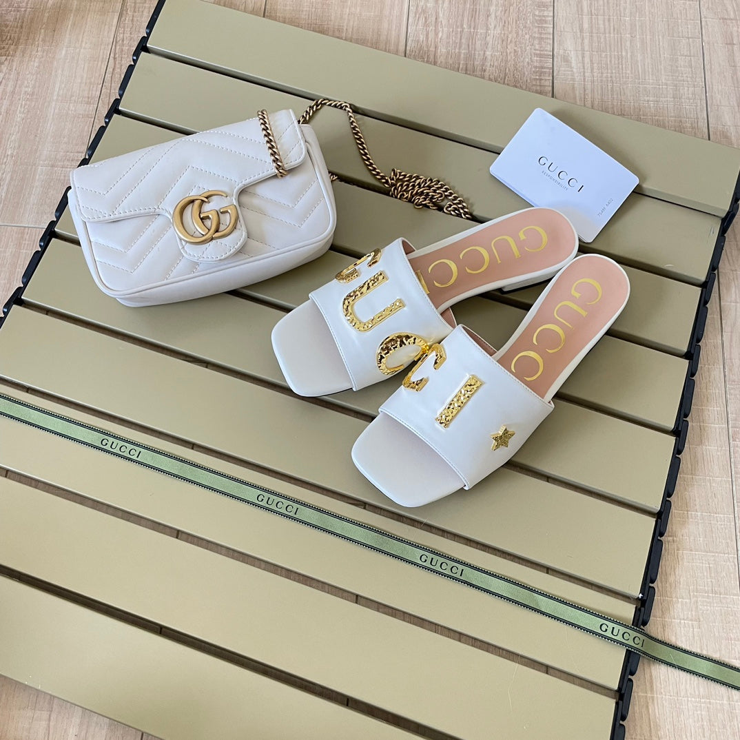 Gucci Vintage Embossed Letters Slippers – slippers product image 10