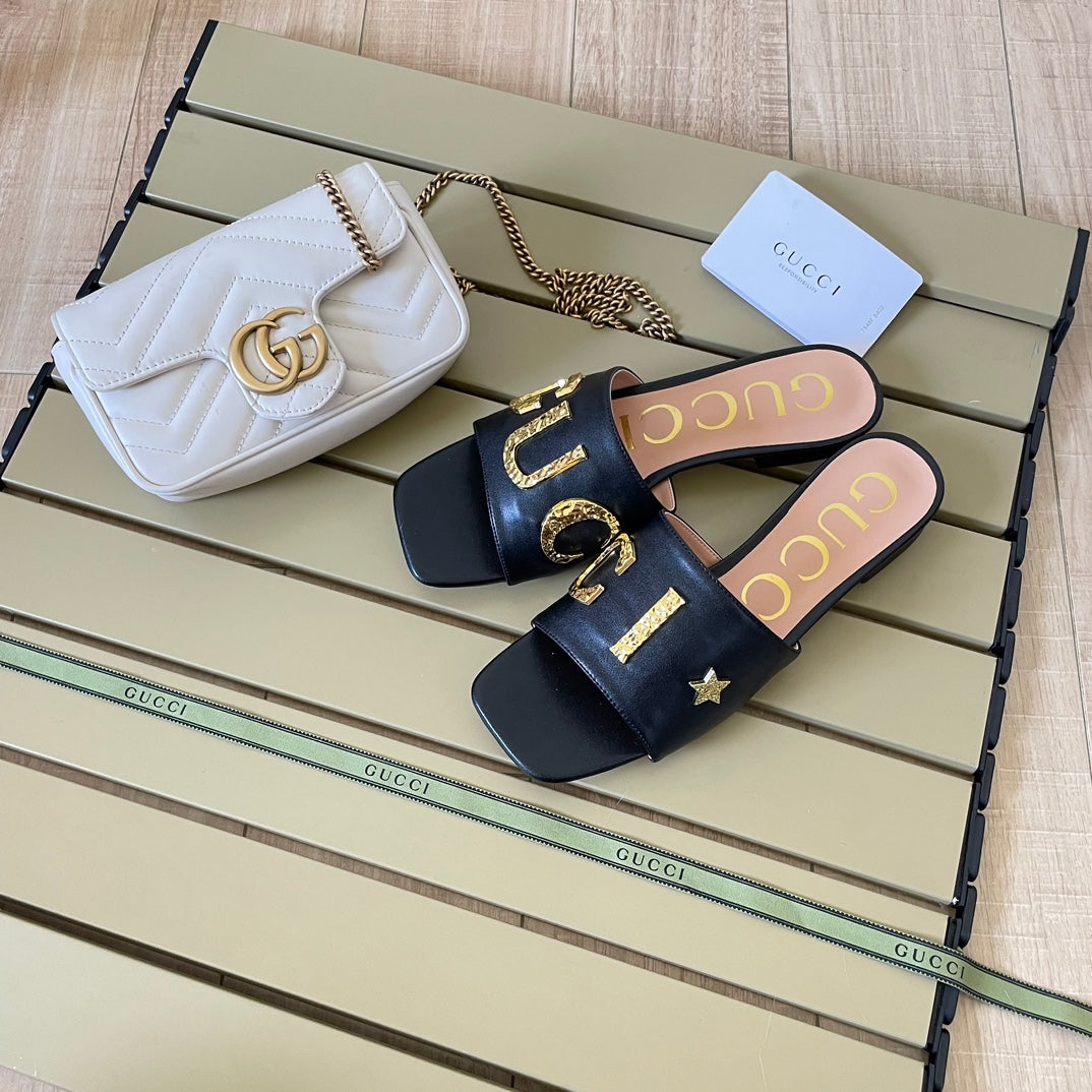 Gucci Vintage Embossed Letters Slippers – slippers product image 7