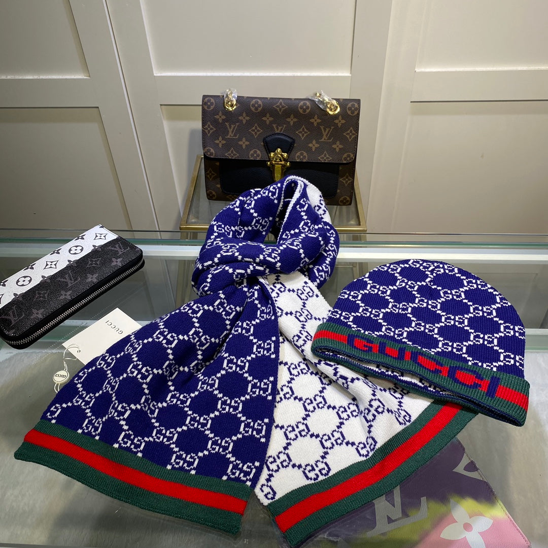 Gucci Wool Classic Monogram Jacquard Scarf Hat Set for Women – product image 31