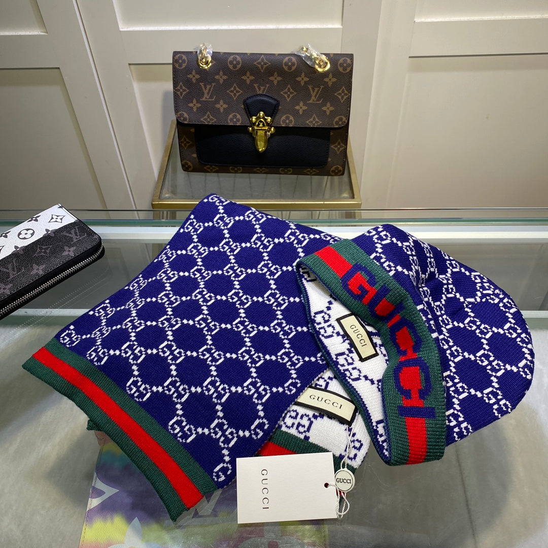 Gucci Wool Classic Monogram Jacquard Scarf Hat Set for Women – product image 32